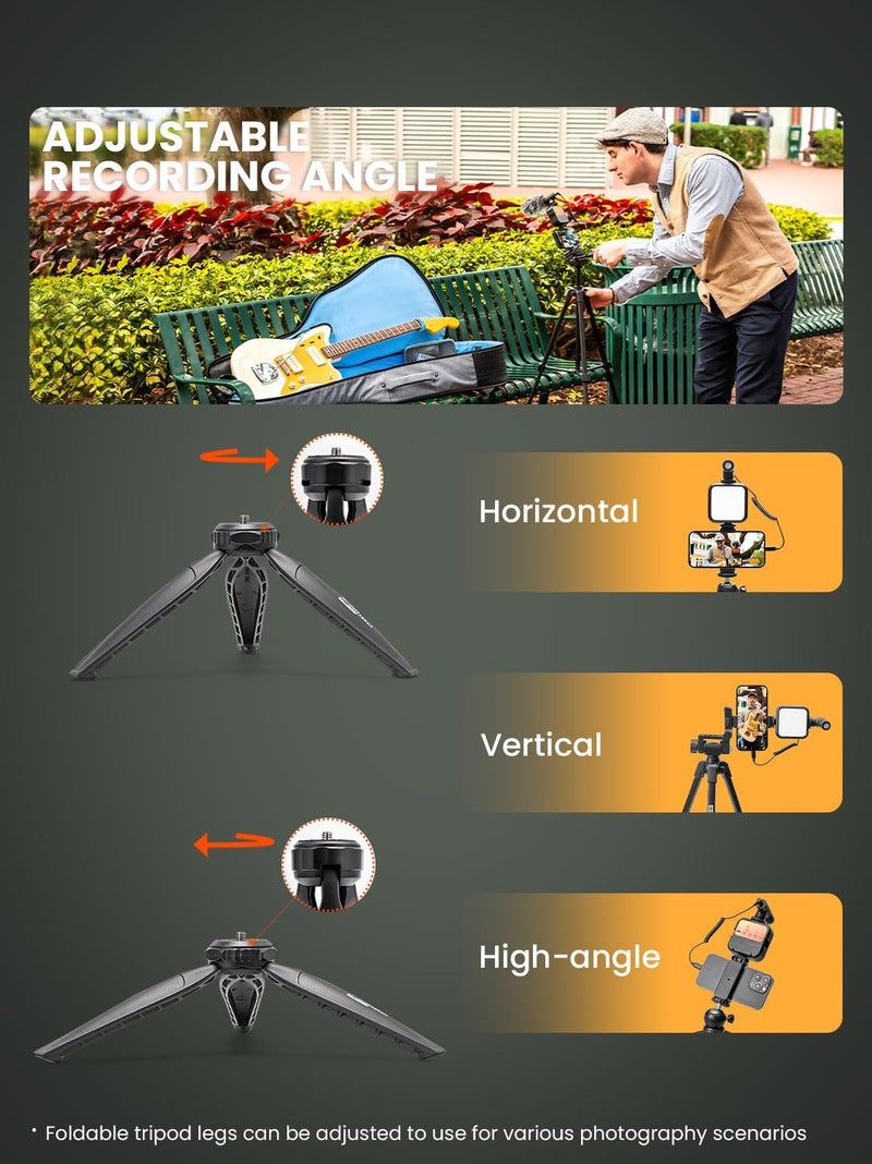 USKEYVISION Vlogging Kit for iPhone Youtuber Starter Kit Content Creator Equipment for iPhone 16/15Pro Max with 59'' Extendable Fullsize Tripod, LED Light,Shotgun Mic Video Recording(Vlog K4) - Image 3